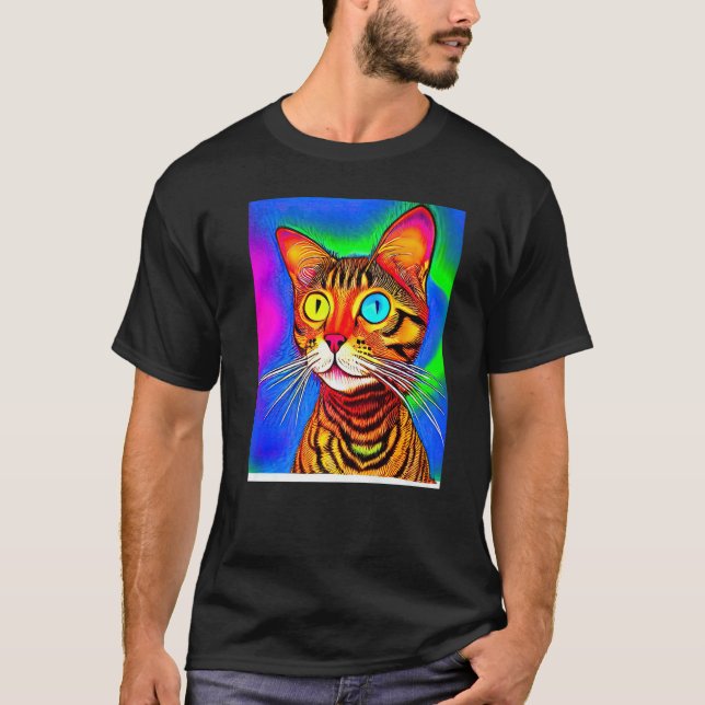 Psychedelic Kitty Kitten In Cat Style T-Shirt (Front)