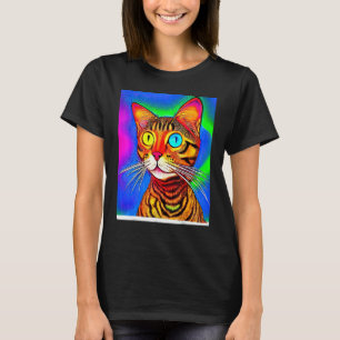 Psychedelic Kitty Kitten  In Cat Style T-Shirt