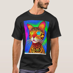 Psychedelic Kitty Kitten  In Cat Style T-Shirt