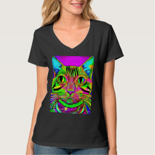 Psychedelic Kitty Kitten Lover In Cat Art Style T-Shirt