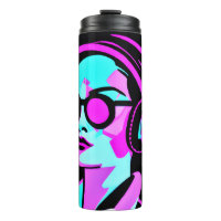 Psychedelic Lady in Headphones Jamming to Music