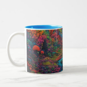 Psychedelic Landscape Two-Tone Coffee Mug