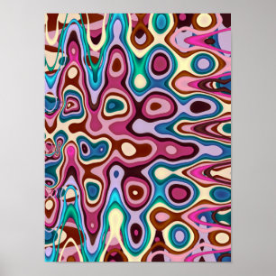 Psychedelic Lava Wavy Ripple Pattern Artwork Poster