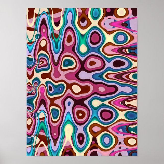 Psychedelic Lava Wavy Ripple Pattern Artwork Poster (Front)
