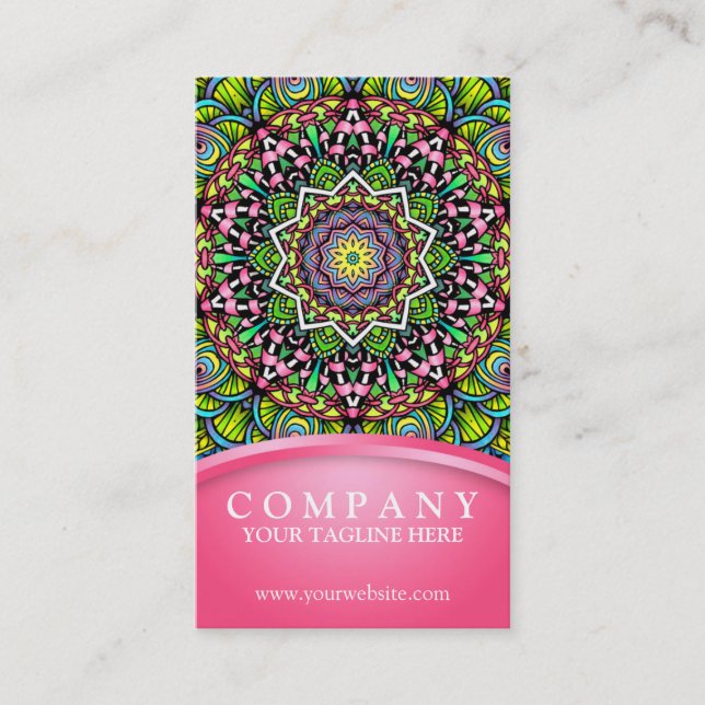Psychedelic Leaves Mandala Business Card (Front)