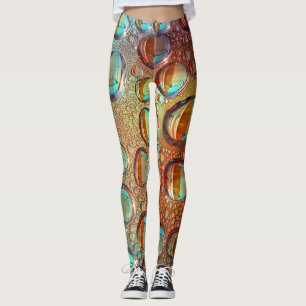 Psychedelic Light Blue and Orange Water Droplets Leggings