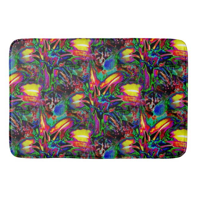 Psychedelic Lilies.... Bath Mat (Front)