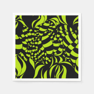 Psychedelic Lime Green and Black pattern Napkin