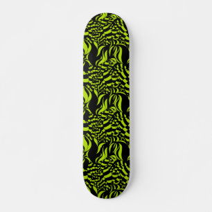 Psychedelic Lime Green and Black pattern Skateboard