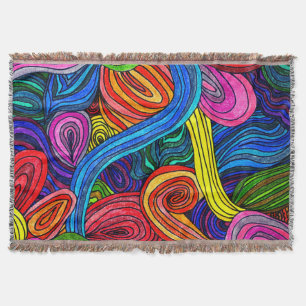 Psychedelic Lines Throw Blanket