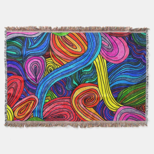 Psychedelic Lines Throw Blanket (Front)