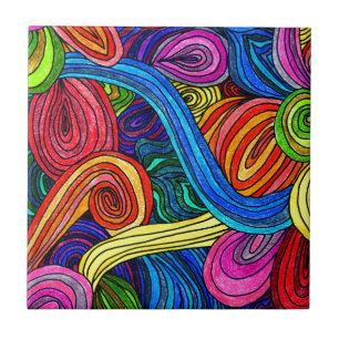 Psychedelic Lines Tile