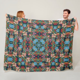 Psychedelic Magic Fairy Garden Satin Mandala Quilt Fleece Blanket