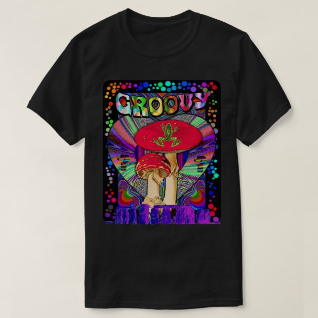 Psychedelic Magic Mushroom Frog Inner Dimension Tr T-Shirt (Design Front)