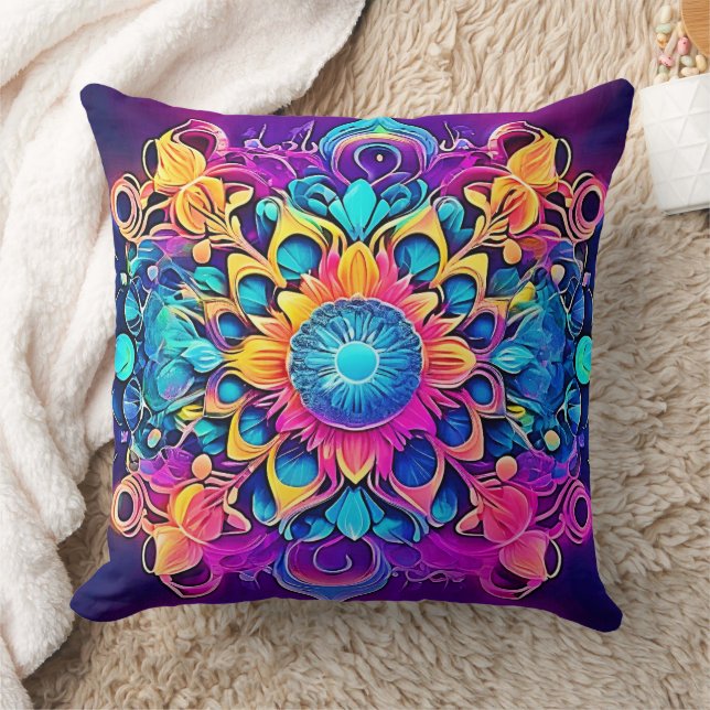 Psychedelic Mandala Design Cushion (Blanket)