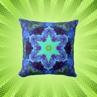 Psychedelic Mandala Flower Blue Green and Purple