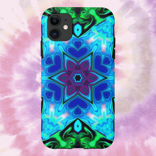 Psychedelic Mandala Flower Blue Purple and Green Case-Mate iPhone Case