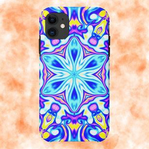 Psychedelic Mandala Flower Blue Purple and Yellow Case-Mate iPhone Case