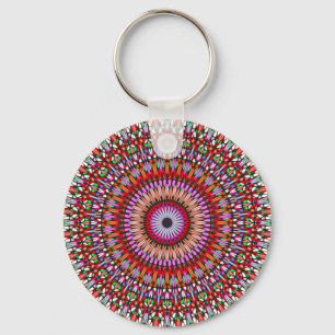 Psychedelic Mandala Flower Design-67560 Key Ring
