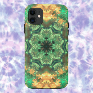Psychedelic Mandala Flower Green and Yellow