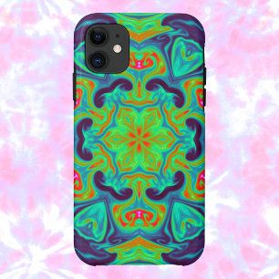 Psychedelic Mandala Flower Green Blue and Red Case-Mate iPhone Case