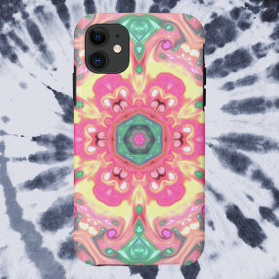 Psychedelic Mandala Flower Green Pink and Yellow Case-Mate iPhone Case