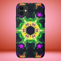 Psychedelic Mandala Flower Green Purple and Yellow