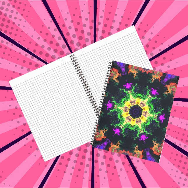 Psychedelic Mandala Flower Green Purple and Yellow Notebook (Creator Uploaded)