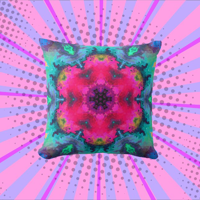 Psychedelic Mandala Flower Pink and Blue Cushion (Creator Uploaded)
