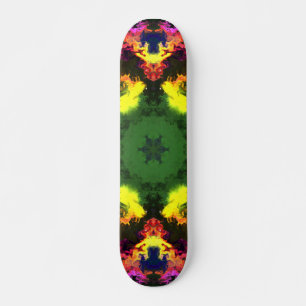 Psychedelic Mandala Flower Pink Yellow and Green Skateboard