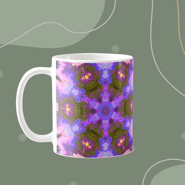 Psychedelic Mandala Flower Purple and Blue Coffee Mug (Creator Uploaded)