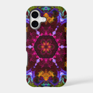 Psychedelic Mandala Flower Purple Orange and Green