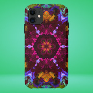 Psychedelic Mandala Flower Purple Orange and Green Case-Mate iPhone Case