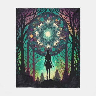 Psychedelic Mandala Forest Blanket | Boho Art