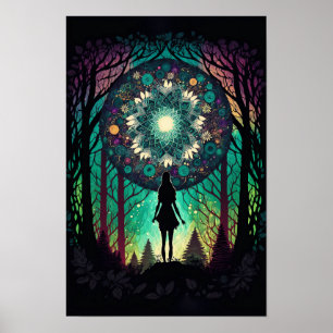 Psychedelic Mandala Forest Poster Trippy 1