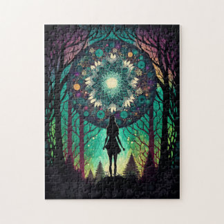 Psychedelic Mandala Forest Puzzle | Boho Art