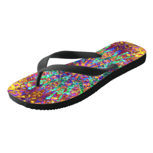 Psychedelic Mandala Trippy Hippie Colour Splash Jandals