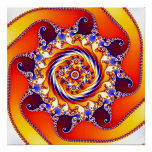 Psychedelic Mandelbrot Fractal Spiral Art Poster