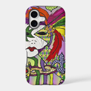 Psychedelic Mardi Gras Feather Mask