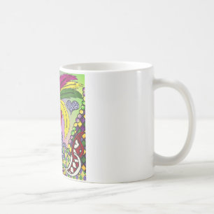 Psychedelic Mardi Gras Feather Mask Coffee Mug
