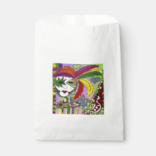 Psychedelic Mardi Gras Feather Mask Favour Bags