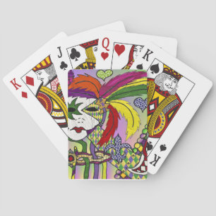 Psychedelic Mardi Gras Feather Mask Playing Cards