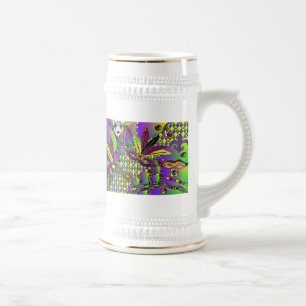 Psychedelic Mardi Gras Feather Masks Gifts Apparel Beer Stein