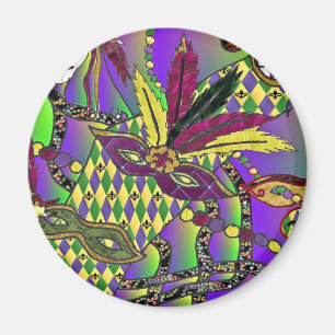 Psychedelic Mardi Gras Feather Masks Gifts Apparel Magnet