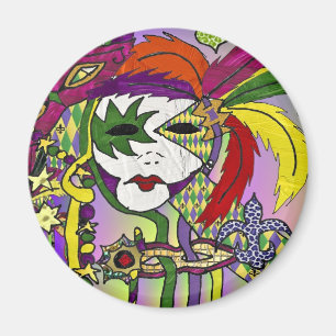 Psychedelic Mardi Gras Feather Masks Gifts Apparel Magnet