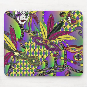 Psychedelic Mardi Gras Feather Masks Gifts Apparel Mouse Pad