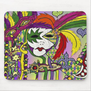 Psychedelic Mardi Gras Feather Masks Gifts Apparel Mouse Pad