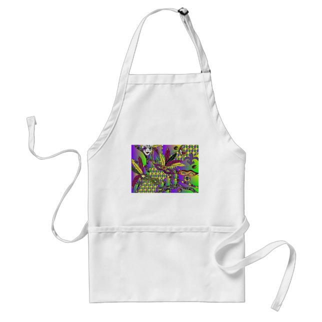 Psychedelic Mardi Gras Feather Masks Gifts Apparel Standard Apron (Front)