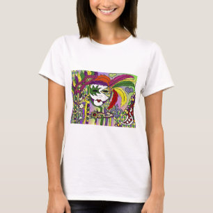 Psychedelic Mardi Gras Feather Masks Gifts Apparel T-Shirt