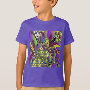 Psychedelic Mardi Gras Feather Masks T-Shirt